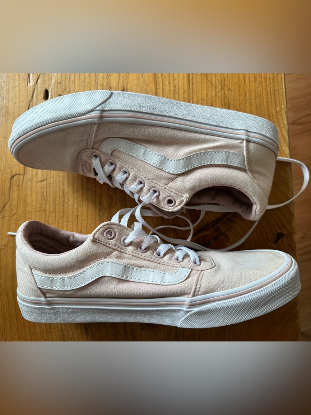 Vans Light Pink and White Canvas Low-Tops - Picture 3 of 13